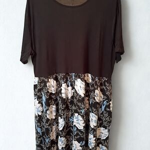 Plus Size 4XL DB Moon Black And Blue Floral Dress Dress